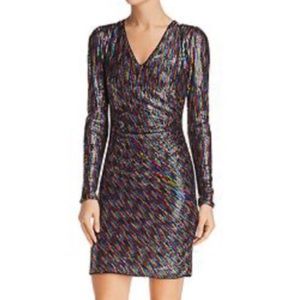 BCBGMAXAZRIA Multi-Color Rainbow Sequin Dress
